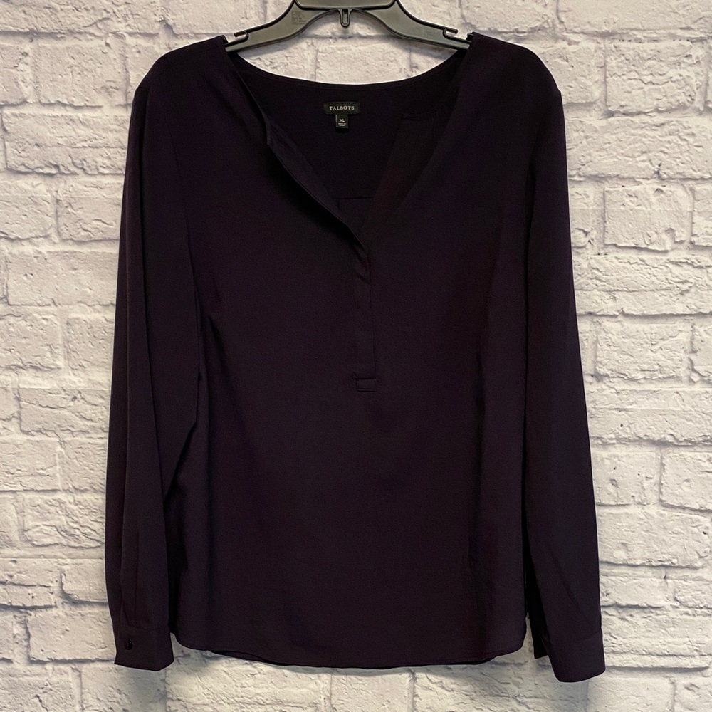 Talbots Dark Purple Blouse Size XL
